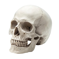 Obraz premium Human skull isolated on transparent background, a symbol of death and mortality