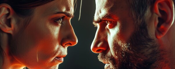 Face confrontation in extreme close-up.