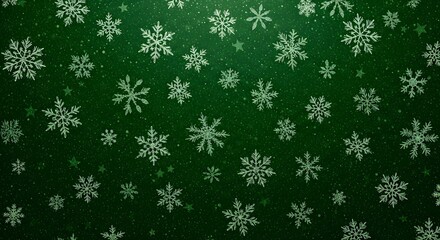Green Christmas Background with Snowflake Patterns