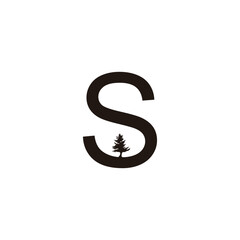 Obraz premium Letter S tree illustration geometric symbol simple logo vector