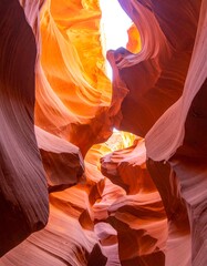 Sunlit sandstone canyon interior