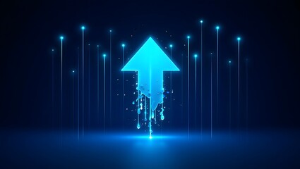 Blue arrow up growth concept stock market business success technology innovation abstract design