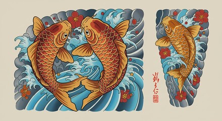 Koi fish tattoo design japanese style