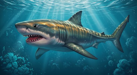 Fototapeta premium Tiger shark underwater