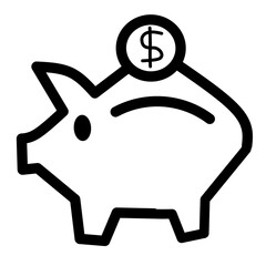 Money savings and finance vector linear icons. Isolated icon collection such as money, dollar, currency, coins, hand, credit card, finance and more. Isolated icon collection of money related.