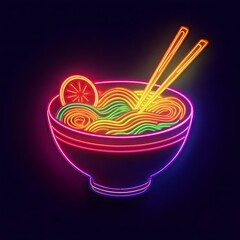 
Vibrant Neon Ramen Bowl: A Luminous and Minimalist Culinary Delight