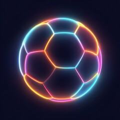 Minimalist Soccer Ball with a Vibrant Multicolored Neon Outline