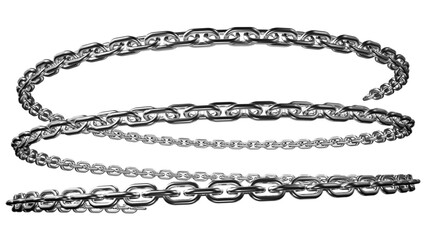 Silver Metal Chain Links Arranged in Swirls and Lines