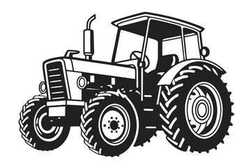 Obraz premium Classic agricultural tractor illustration in black and white