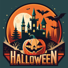Festive happy halloween themed vector illustration