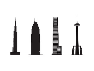 Obraz premium Tall Skyscraper Silhouette Icon with Elegant Minimal Vector Illustration