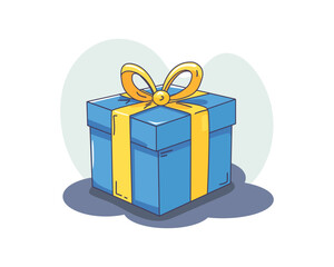 Simple vector illustration of blue gift