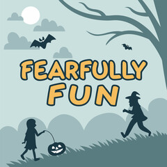Playful and spooky halloween themed illustration