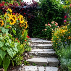 Colorful garden pathway