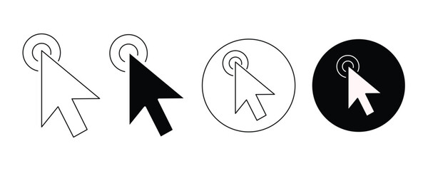 Cursor icons in different styles isolated on white background. mouse, click, pointer, computer, web, internet, select, sign, symbol, interface, navigation,  symbol.