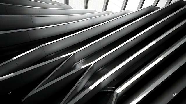 Abstract architectural lines in monochrome, highlighting modern design and contrast.