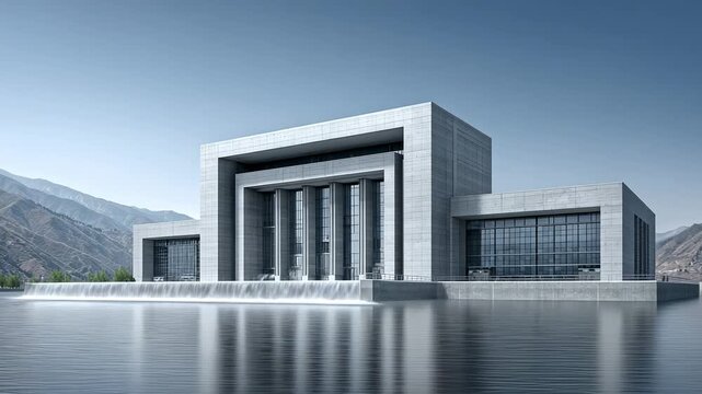 Grand Modern Architecture Reflected in Water