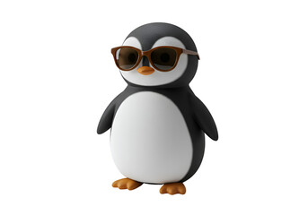 Obraz premium Cartoon Penguin Wearing Sunglasses on white background