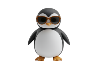 Cool Penguin in Sunglasses on white background
