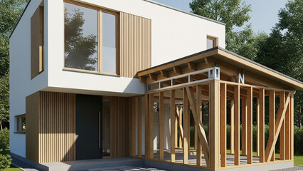 Modern Timber-Frame House Extension with Eco-Friendly Design
