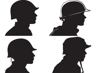 Soldier Silhouette Icon Illustration in Bold Military Vector Artwork Set