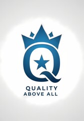 Obraz premium Symbolic blue quality emblem featuring crown star with Q logo design for brand excellence and marketing