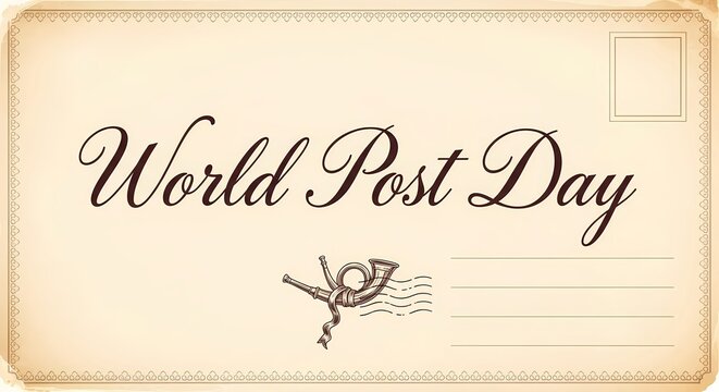 World post day celebration greeting card design with vintage postal elements - Powered by Adobe