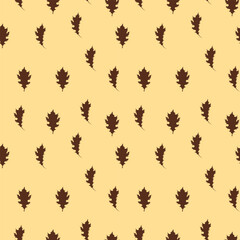 Autumn leafs. Vector seamless pattern with autumn leafs on yellow background, fall pattern, leafs pattern, autumn season 