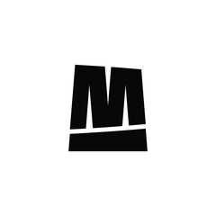 Letter M outlines, geometric symbol simple logo vector