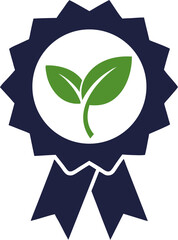 Award Ribbon with eco icon silhouette vector