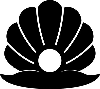 Silhouette oyster shell and pearl icon sea life vector illustrator