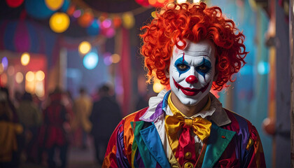 Creepy Clown Costume Halloween Concept