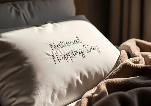 Peaceful rest on national napping day with cozy bed and blanket setting