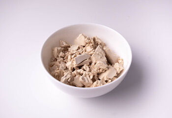 pressed yeast on a white background