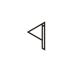 Letter q and i triangle, line geometric symbol simple logo vector