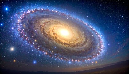Spiral galaxy in a night sky