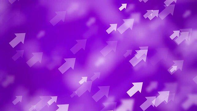 Business Purple background with arrows. 4K Loop.  Arrow growth diagonal direction, business success background.