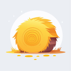 Round Hay Bale On Light Gray Background