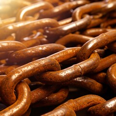 Fototapeta premium Rusty metal chains close up