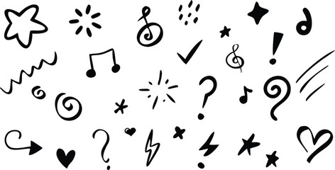 Whimsical Doodle Symbols – Abstract Icons for Creative Design