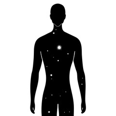 Galaxy Double Exposure Human Body Silhouette Vector 