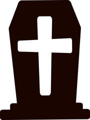 Obraz premium ハロウィンのイメージのシンプルなお墓のモノクロイラスト A simple monochrome illustration of a graveyard for Halloween