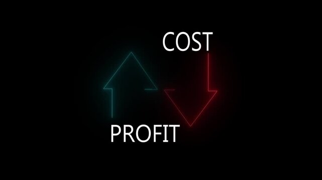 Quality and cost control concept on transparent background. Successful organization strategy and management quality control. Percentage icon of quality with up arrow and cost with down arrow. 4K,,