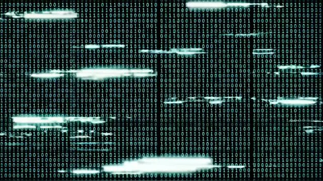 digital binary code data stream glitch background