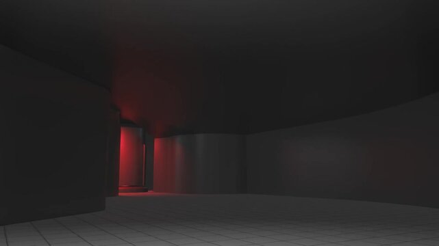 Empty industrial liminal space with metallic textures and abandoned factory vibe, surreal mood evoking dreamlike transition, desolate architecture with dark cinematic ambience