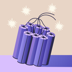 Firecracker bunch.  Illustration of purple New Year Firecracker bunch placed on a surface  