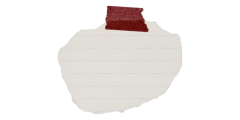 blank lined paper notebook paper with tape isolated on transparent background,note paper message office business tag sign,sheet of paper,torn piece of paper