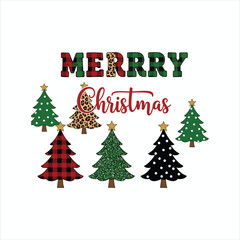 Merry Christmas Plaid Leopard Tree Design