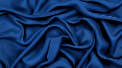 Obraz premium Dark Blue Fabric Texture with Deep Folds and Wrinkles