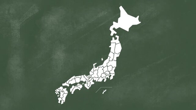 シンプルな日本地図（黒板の背景）